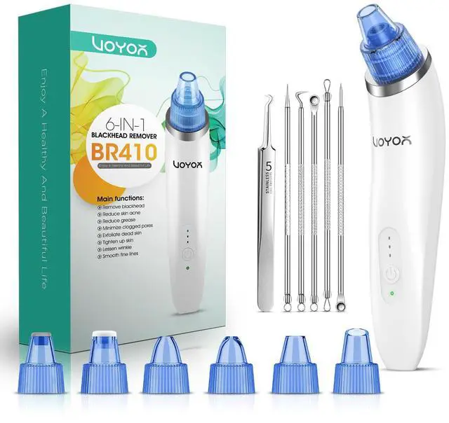Main image of Blackhead Remover Pore Vacuum - Electric Face Vacuum Pore Cleaner Acne White Heads Removal with 6 Suction Heads (BR410)
