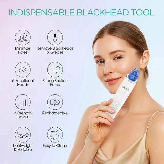 Alt view image 2 of 7 - Blackhead Remover Pore Vacuum - Electric Face Vacuum Pore Cleaner Acne White Heads Removal with 6 Suction Heads (BR410)