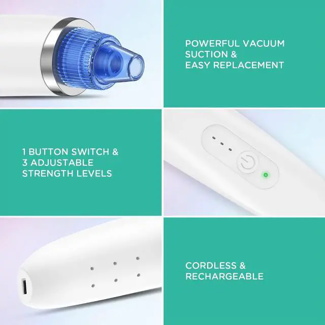 Alt view image 5 of 7 - Blackhead Remover Pore Vacuum - Electric Face Vacuum Pore Cleaner Acne White Heads Removal with 6 Suction Heads (BR410)