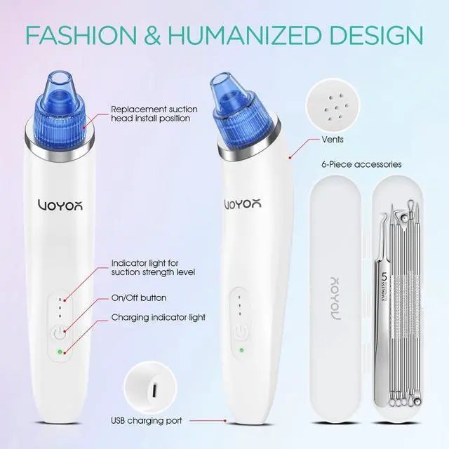 Alt view image 6 of 7 - Blackhead Remover Pore Vacuum - Electric Face Vacuum Pore Cleaner Acne White Heads Removal with 6 Suction Heads (BR410)