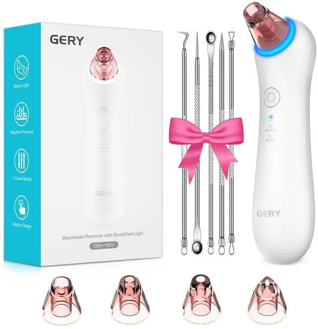 Main image of Blackhead Remover Vacuum Pore, Black Head Remover for Face Pimple Skin Cleaner Tools Kit, Electric Comedone Facial Whitehead Extractor with Red & Blue Light, 3 Suction Levels 4 Probes