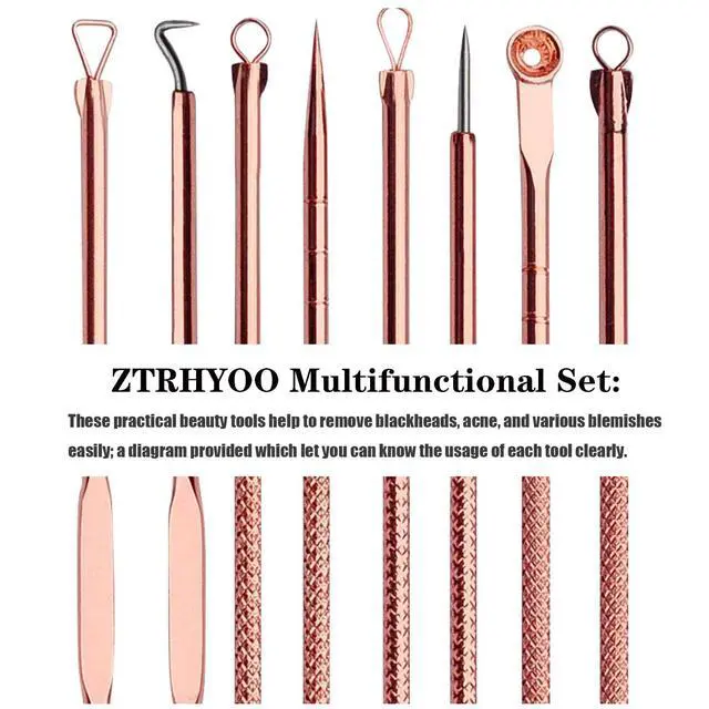 Alt view image 2 of 7 - Blackhead Remover Pimple Comedone Extractor Tool Best Acne Removal Kit - Treatment for Blemish, Whitehead Popping, Zit Removing for Risk Free Nose Face Skin with Case (Rose)
