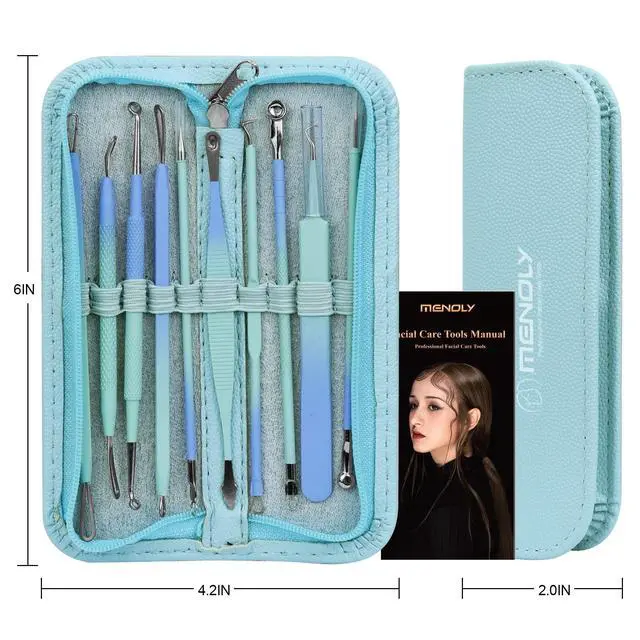 Alt view image 6 of 6 - Blackhead Remover Tools 10Pcs Pimple Popper Tool Kit, Blackhead Remover Extractor Tools, Anti-Slip Handle Pimple Comedone Extractor Acne Kit for Blackhead,Blemish,Zit Whitehead