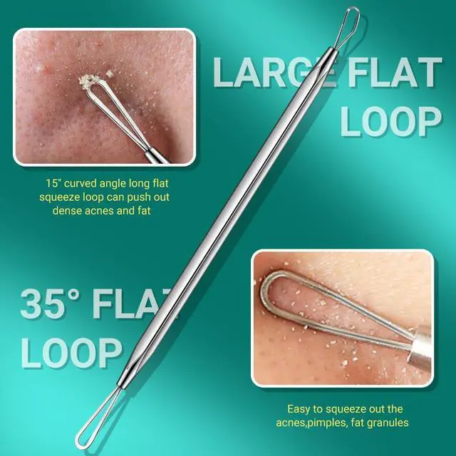 Alt view image 4 of 7 - Pimple Popper Tool Kit, 6 pcs Blackhead Remover Tools for Face and Nose, Ingrown Hair Removal Kit with Pimple Extractor, Pore Extractor, Tweezer, Razor