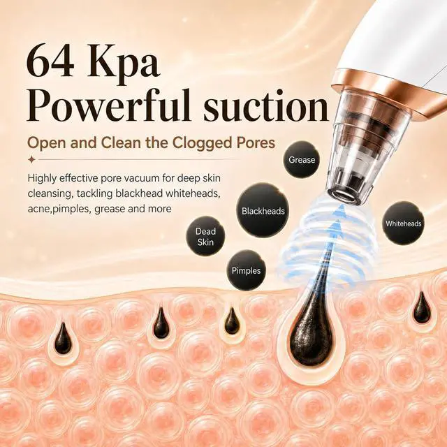 Alt view image 2 of 7 - Blackhead Remover Vacuum - Professional Blackhead Extractor for Face with 3 Adjustable Suction Levels, USB Rechargeable Pore Cleaner, and 5 Interchangeable Probes (White)