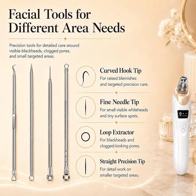 Alt view image 6 of 7 - Blackhead Remover Vacuum - Professional Blackhead Extractor for Face with 3 Adjustable Suction Levels, USB Rechargeable Pore Cleaner, and 5 Interchangeable Probes (White)