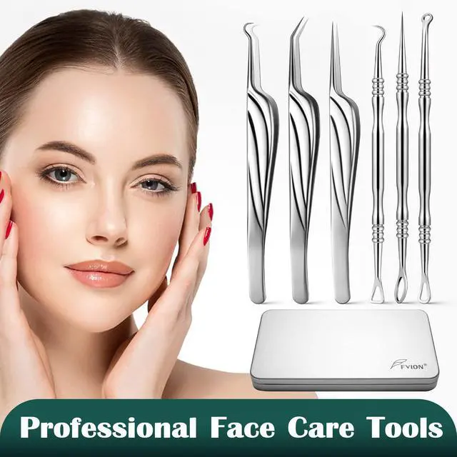 Alt view image 6 of 7 - Blackhead and Acne Extractor Kit, Professional Pimple Popper Tool Kit, Acne Tweezers and Blackhead Remover Tools for Face, 6 PCS Surgical Extractor Pimple Popping Tools
