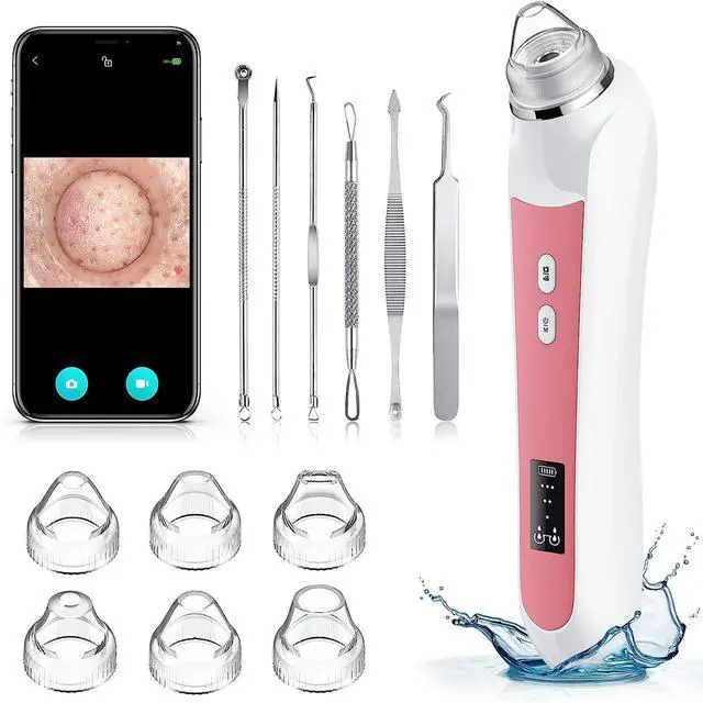 Main image of Blackhead Remover Vacuum, USB Interface Type Pore Vacuum, Black Head Extractions Tool with Camerafor, Men and Women Pore Cleaner, 3 Adjustment Modes & 6 Suction Heads(Light Pink)