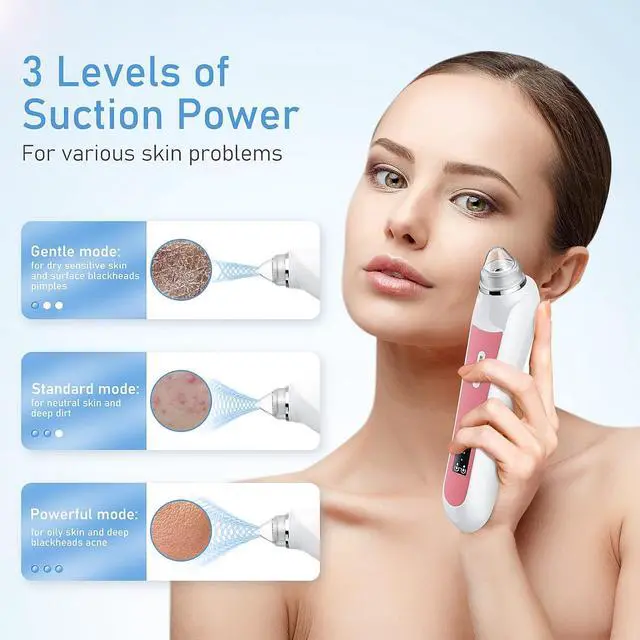 Alt view image 5 of 6 - Blackhead Remover Vacuum, USB Interface Type Pore Vacuum, Black Head Extractions Tool with Camerafor, Men and Women Pore Cleaner, 3 Adjustment Modes & 6 Suction Heads(Light Pink)