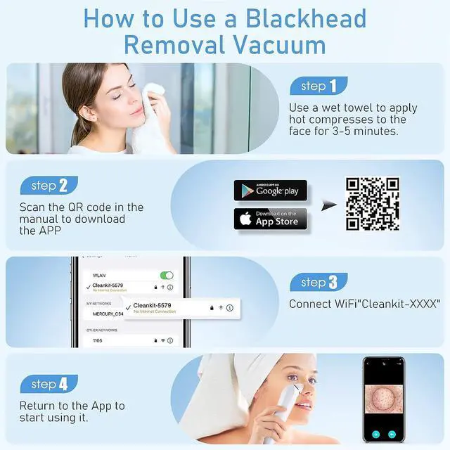 Alt view image 6 of 6 - Blackhead Remover Vacuum, USB Interface Type Pore Vacuum, Black Head Extractions Tool with Camerafor, Men and Women Pore Cleaner, 3 Adjustment Modes & 6 Suction Heads(Light Pink)