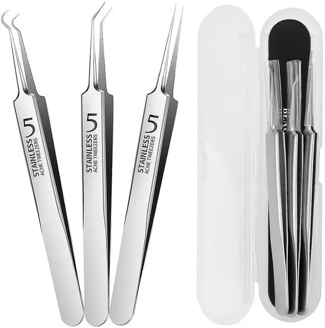 Main image of Professional Blackhead Tweezers,High Hard Stainless Steel Blackhead Remover Tweezers, Precision Pimple Popper Tool Kit, Blackhead Extractor
