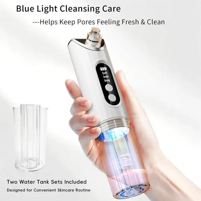 Alt view image 3 of 7 - Pore Vacuum Blackhead Remover, 2-in-1 Hydrating Facial Cleansing Tool, 3 Suction Levels, 6 Replaceable Heads, Deep Pore Cleaning for Blackheads & Blemishes