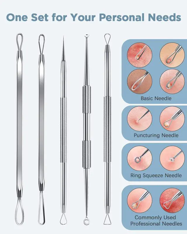 Alt view image 3 of 5 - Blackhead Remover Blackhead Removal Pimple Comedone Extractor Tool - Treatment for Blemish Whitehead Popping Zit Removing with Metal Case (Silver)