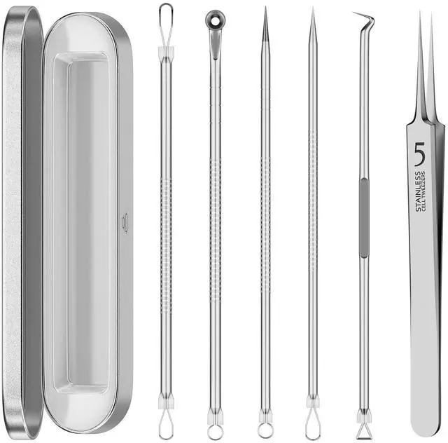 Main image of Blackhead Remover Pimple Popper Tool Kit 6 Pcs Blackhead Remover Tools Kit with Storage Case Pimple Popper Tool kit for Face Nose Deep Cleansing Pimple Extractor for Quick and Easy Removal of Pimples