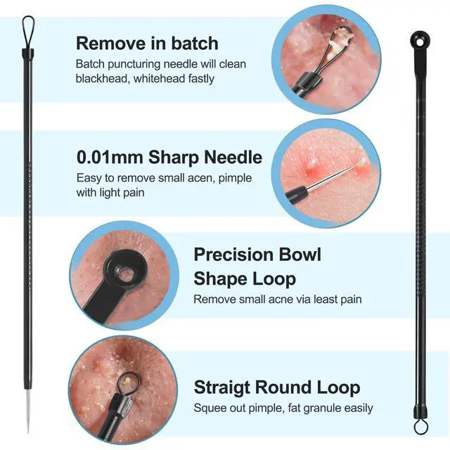 Alt view image 4 of 7 - Blackhead Remover Tools Pimple Popper Tool Kit, Comedones Extractor Acne Removal Kit for Blemish, Black Head Remover for face Risk Free Treatment for Whitehead Popping