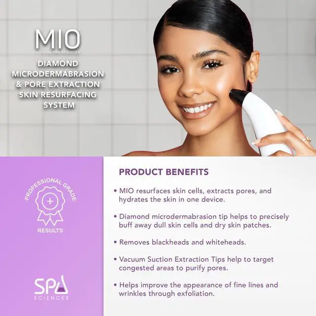 Alt view image 5 of 7 - Diamond Tip Microdermabrasion Blackhead Remover, Pore Cleansing, & Resurfacing System - Reduces Acne Scars, Wrinkles, and Exfoliates for Clearer Skin
