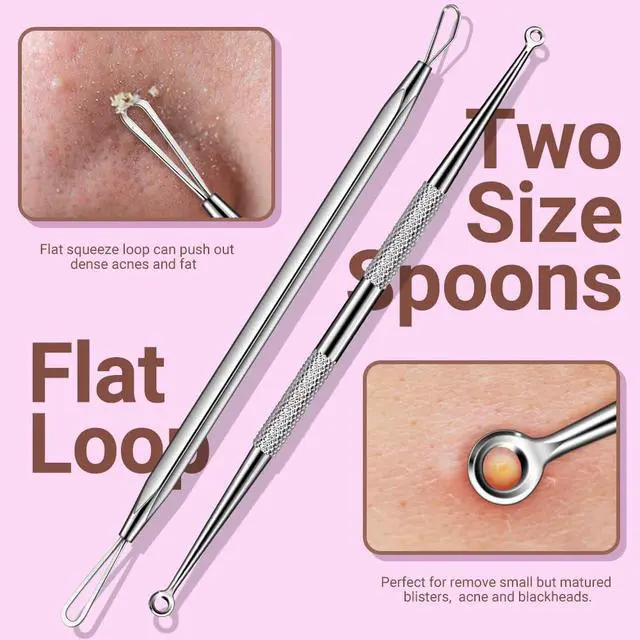 Alt view image 4 of 7 - Blackhead Remover Tools and Ingrown Hair Tweezers, 9 pcs Pimple Popper Tool Kit, Ingrown Hair Removal Kit with Pimple Extractor, Pore Extractor, Tweezers, Razor