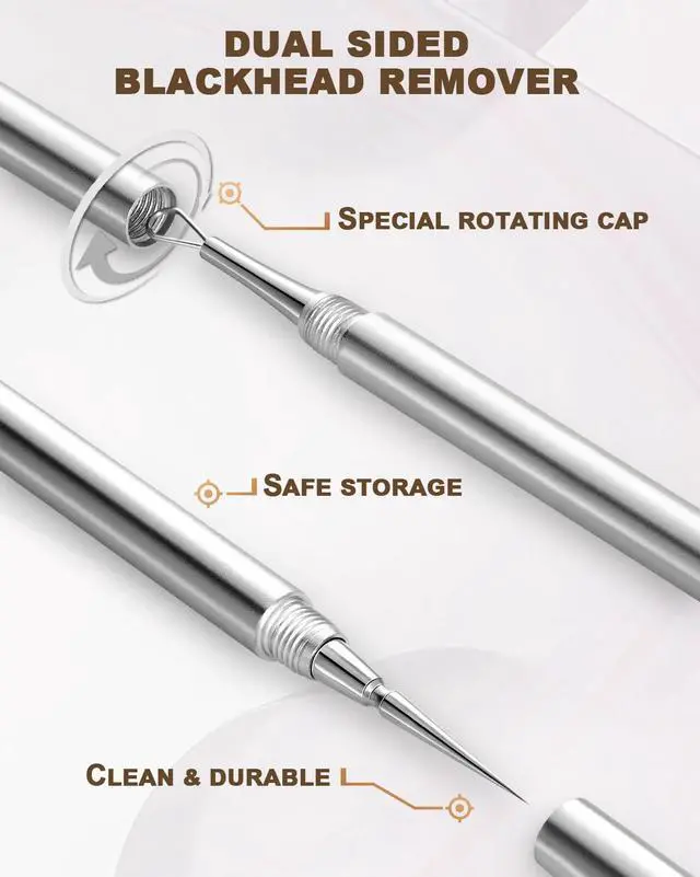 Alt view image 3 of 7 - Professional Facial Milia Removal Tool and Whitehead Extractor,Titanium Alloy Double Ended Needle and Steel Tweezers Kit,Blackhead,Blemish,Zit and Pimple Acne Remover Popper (Stainless Silver)