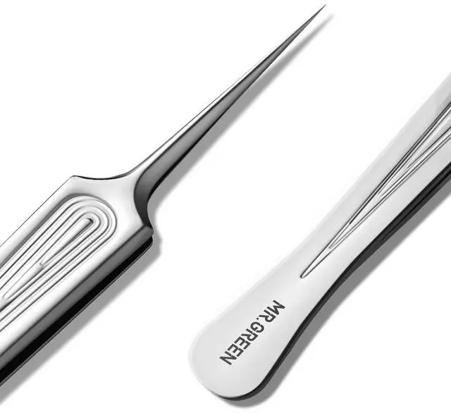 Main image of Ingrown Hair Tweezers Needle Nose Pointed Tips Tweezers For Eyebrows Splinters Blackhead Removal Acne Clip Extractor (Long)