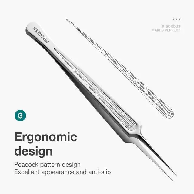 Alt view image 6 of 7 - Ingrown Hair Tweezers Needle Nose Pointed Tips Tweezers For Eyebrows Splinters Blackhead Removal Acne Clip Extractor (Long)