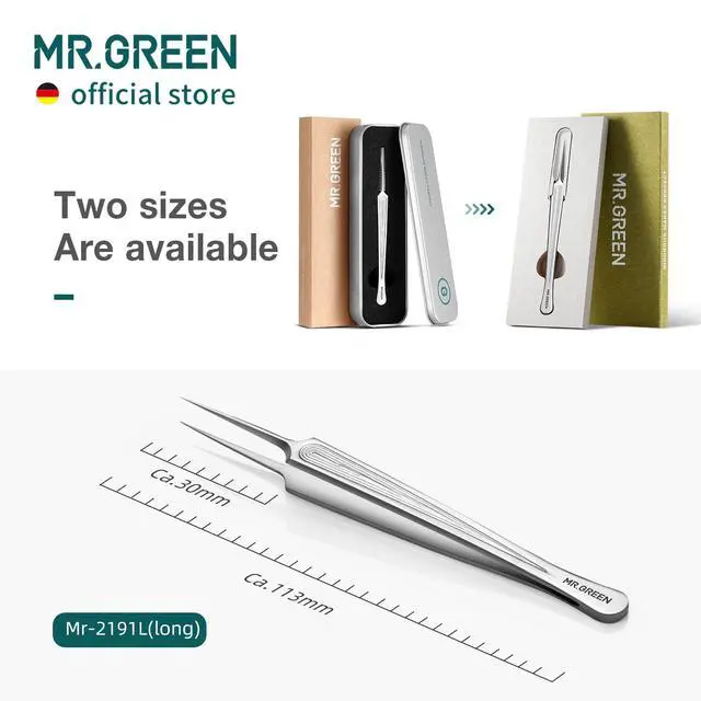 Alt view image 7 of 7 - Ingrown Hair Tweezers Needle Nose Pointed Tips Tweezers For Eyebrows Splinters Blackhead Removal Acne Clip Extractor (Long)