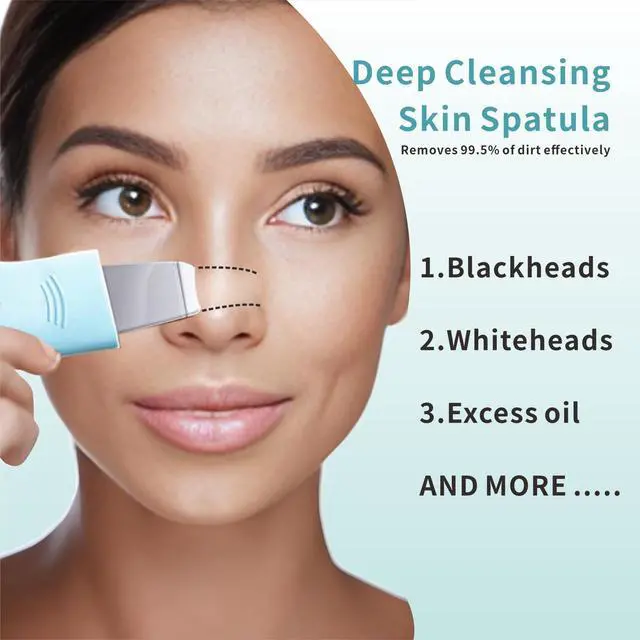 Alt view image 2 of 7 - Blackhead Remover Tool,Black Head Remover for Face Nose-2 in 1 Pore Cleaning Brush Face Scrubber Skin Care Scraper Mask Applicator Spatula for Men Women Pore Cleansing (Blue)