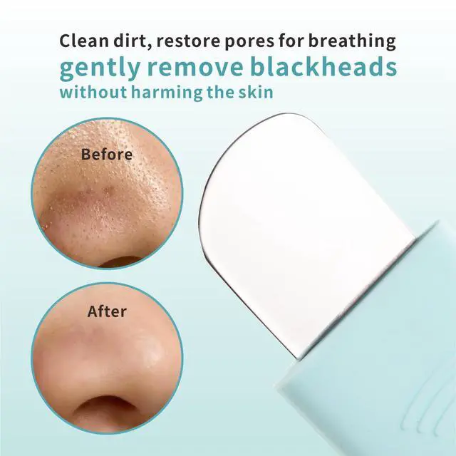 Alt view image 4 of 7 - Blackhead Remover Tool,Black Head Remover for Face Nose-2 in 1 Pore Cleaning Brush Face Scrubber Skin Care Scraper Mask Applicator Spatula for Men Women Pore Cleansing (Blue)