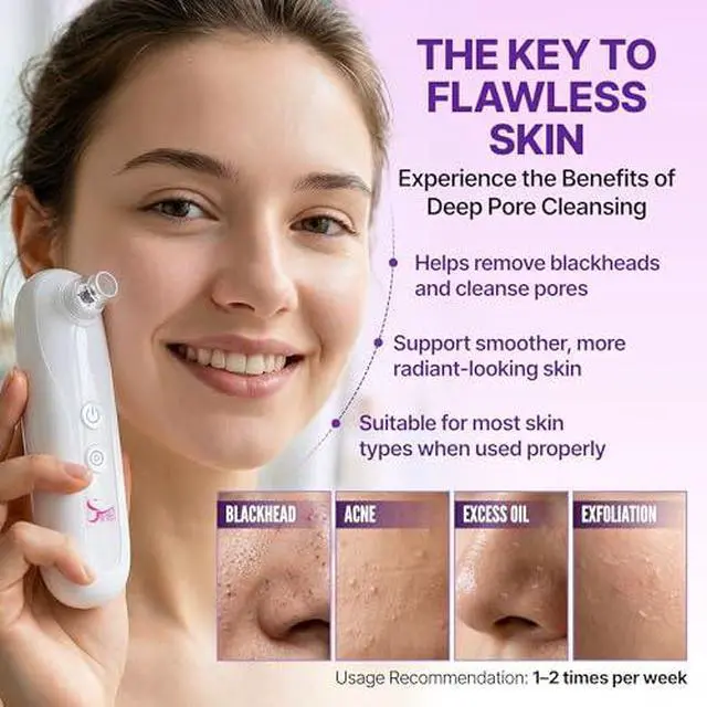 Alt view image 6 of 7 - Blackhead Remover Vacuum Camera, 3 Suction Modes, 6 Heads, USB Rechargeable + Bio Collagen Mask 6 Pack, Hydrogel Korean Masks, Hydrating Anti-Aging Moisturizing, Elasticity & Radiance After Vacuum to