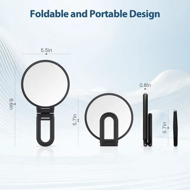 Alt view image 4 of 7 - 30X Magnifying Mirror, Hand Mirror with Handle, Double Sided Hand Mirror with 30X/1X Magnification, Travel Essential Portable Foldable Makeup Mirror for Precision Makeup Black