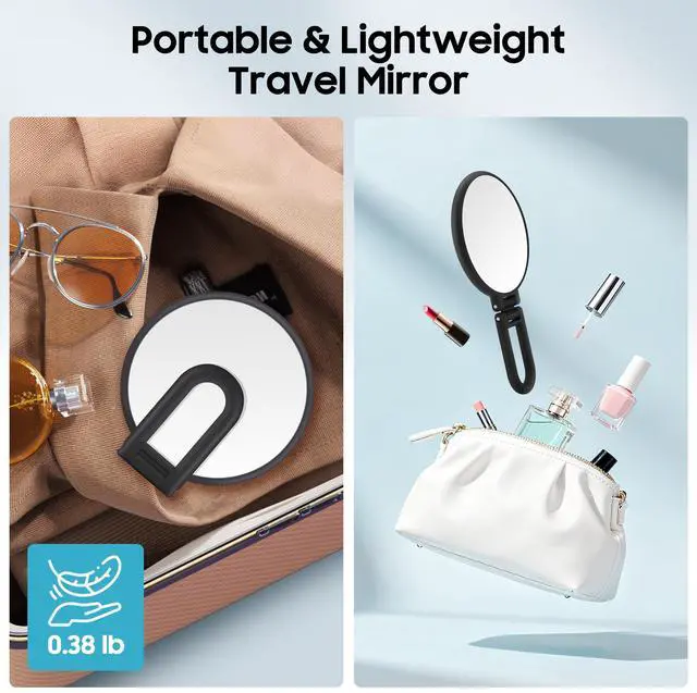 Alt view image 4 of 7 - 40X Magnifying Mirror, Hand Mirror for Makeup, Double Sided with 40X/1X Magnification, Travel Essential, Portable Foldable for Desktop and Bathroom, Gift for Women, Frosted Black
