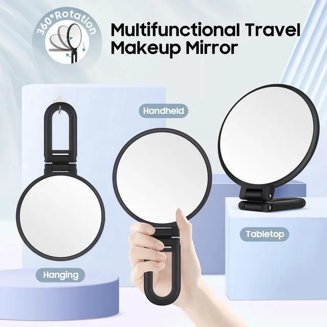 Alt view image 6 of 7 - 40X Magnifying Mirror, Hand Mirror for Makeup, Double Sided with 40X/1X Magnification, Travel Essential, Portable Foldable for Desktop and Bathroom, Gift for Women, Frosted Black