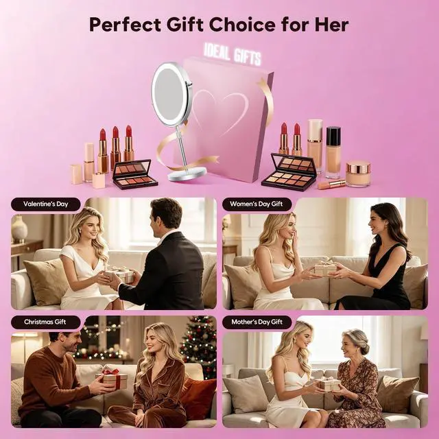 Alt view image 7 of 7 - 1X/30X Makeup Mirror with Lights, Brightness Adjustable with 3 Colors, Double Sided Magnifying Mirror with 360° Rotation, Lighted Makeup Mirror with Magnification, Ideal Gift for Women