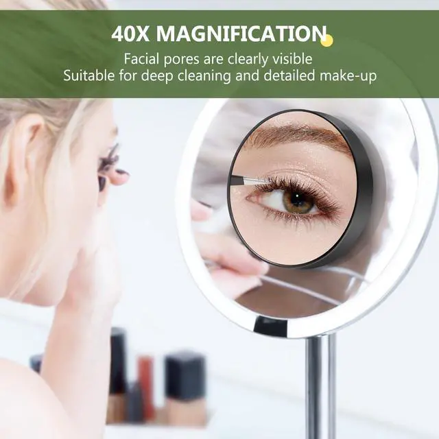 Alt view image 5 of 7 - 40X Magnifying Mirror, Magnifying Mirror Suction Cup, Travel Makeup Mirrors with Precise Tweezers, Compact Mirrors for The Removal of Female Facial Hair, 3.5 Inches (Black)