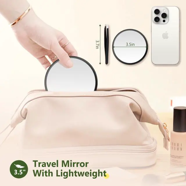 Alt view image 6 of 7 - 40X Magnifying Mirror, Magnifying Mirror Suction Cup, Travel Makeup Mirrors with Precise Tweezers, Compact Mirrors for The Removal of Female Facial Hair, 3.5 Inches (Black)