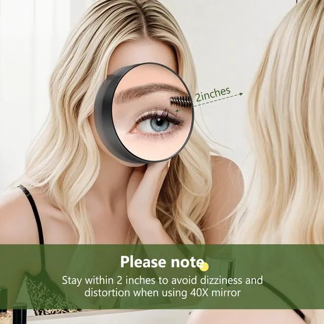 Alt view image 7 of 7 - 40X Magnifying Mirror, Magnifying Mirror Suction Cup, Travel Makeup Mirrors with Precise Tweezers, Compact Mirrors for The Removal of Female Facial Hair, 3.5 Inches (Black)