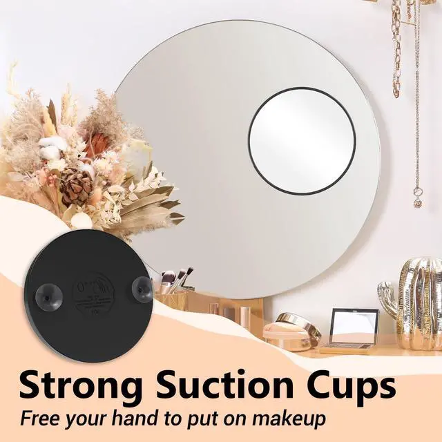Alt view image 5 of 7 - Magnifying Mirror, 10X & 20X & 30X Set, Magnified Mirrors 3.5" with Two Suction Cups, Travel Magnifying Mirror Set Comes with Portable Storage Bag, Compact Small Magnified Mirrors for Travel(Black)