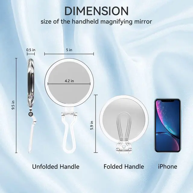 Alt view image 5 of 7 - 30X Magnifying Mirror for Travel with Handle, Double-Sided 1X/30X Magnification Hand Mirror for Makeup,Travel Mirror for Desk 5 Inches