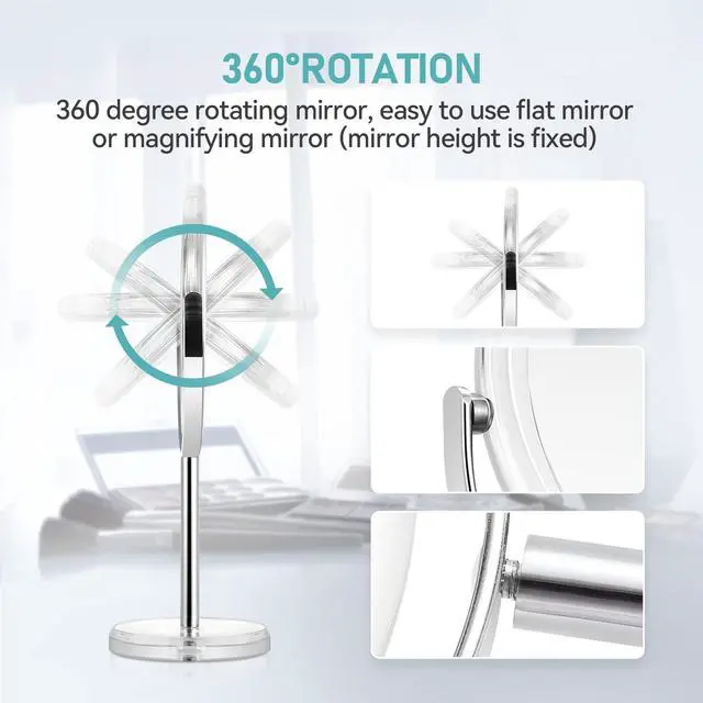 Alt view image 3 of 6 - 20X Magnifying Makeup Mirror,Double Sided 1X & 20X Magnifying Mirror with Stand,Tabletop Magnified Vanity Mirror with 360°Rotation for Bathroom or Bedroom 7.8 Inch