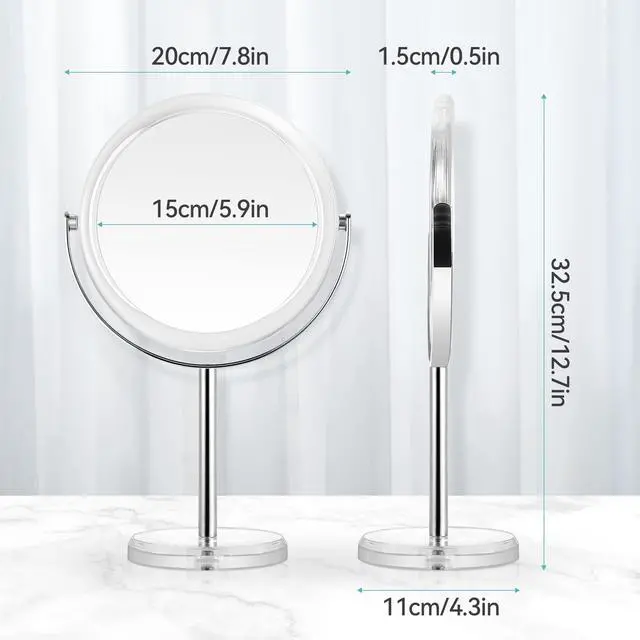 Alt view image 6 of 6 - 20X Magnifying Makeup Mirror,Double Sided 1X & 20X Magnifying Mirror with Stand,Tabletop Magnified Vanity Mirror with 360°Rotation for Bathroom or Bedroom 7.8 Inch