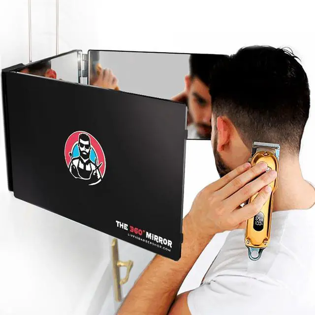 Main image of The 360 Mirror - 3 Way Mirror for Self Hair Cutting - Adjustable Trifold Barber Miror to Cut Your Own Hair - Tri Fold Self Haircut System for Men and Women Braiding - Three Sided Miror for Haircuts