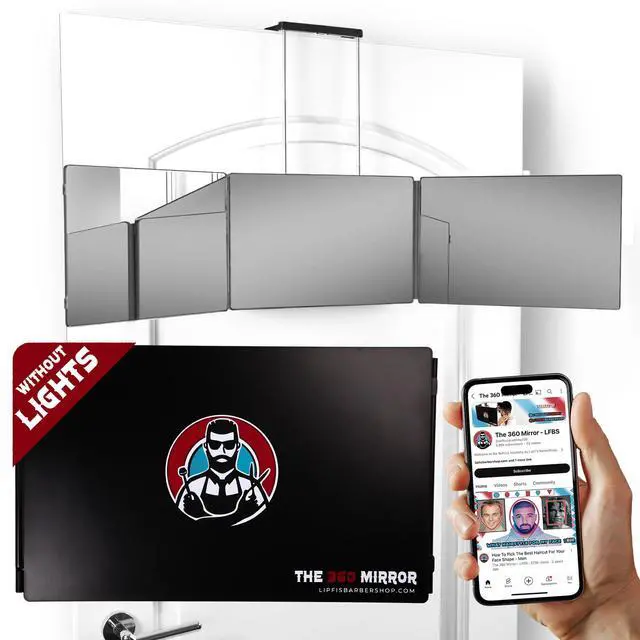 Alt view image 2 of 7 - The 360 Mirror - 3 Way Mirror for Self Hair Cutting - Adjustable Trifold Barber Miror to Cut Your Own Hair - Tri Fold Self Haircut System for Men and Women Braiding - Three Sided Miror for Haircuts