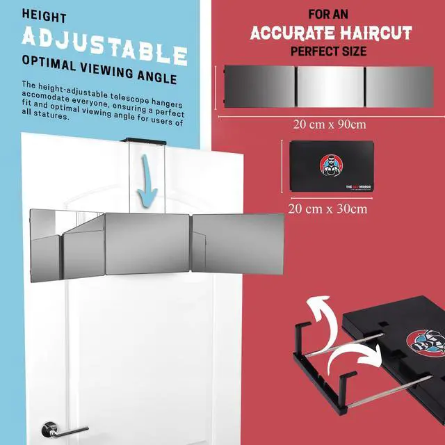 Alt view image 4 of 7 - The 360 Mirror - 3 Way Mirror for Self Hair Cutting - Adjustable Trifold Barber Miror to Cut Your Own Hair - Tri Fold Self Haircut System for Men and Women Braiding - Three Sided Miror for Haircuts
