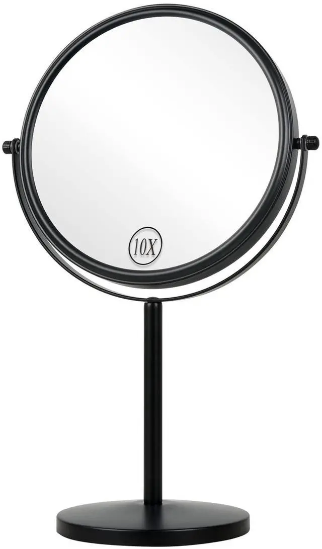 Main image of 10x Magnifying Makeup Mirror, 8 Inch Tabletop Mirror Double Sided with Magnification, Swivel Make Up Mirror for Bathroom, Black