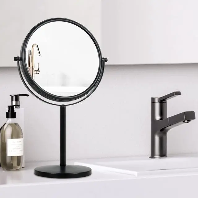 Alt view image 6 of 7 - 10x Magnifying Makeup Mirror, 8 Inch Tabletop Mirror Double Sided with Magnification, Swivel Make Up Mirror for Bathroom, Black