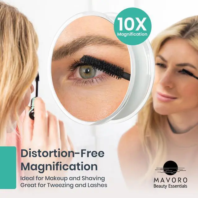 Alt view image 2 of 7 - 9'' Magnifying Mirror with 3 Strong Suction Cups | 10X Magnification | Portable Travel Makeup & Cosmetic Mirror (10X)