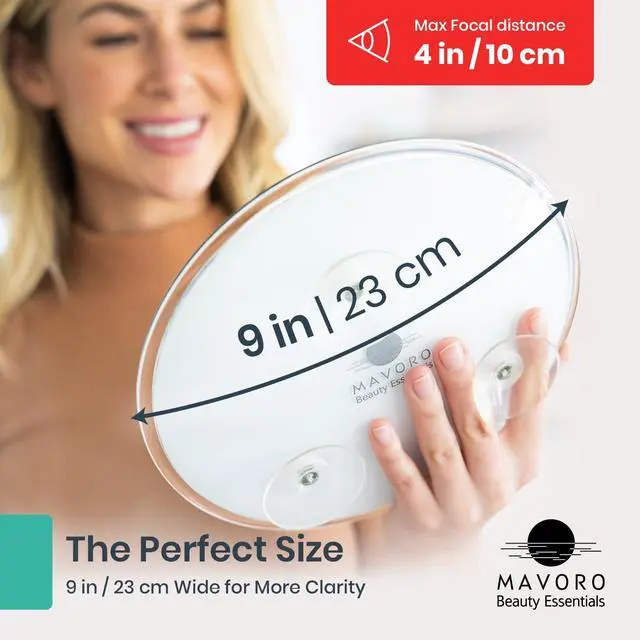 Alt view image 3 of 7 - 9'' Magnifying Mirror with 3 Strong Suction Cups | 10X Magnification | Portable Travel Makeup & Cosmetic Mirror (10X)