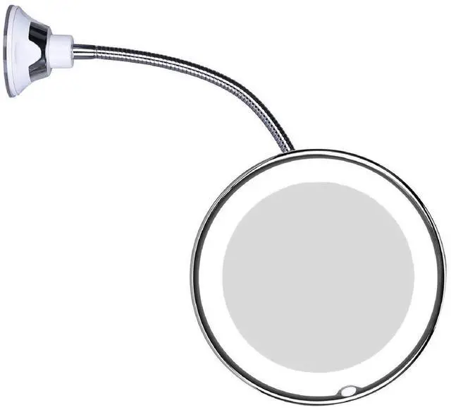 Main image of Flexible Gooseneck LED Lighted 10X Magnifying Makeup Mirror with Power Locking Suction Cup and 360 Degree Swivel, Portable Cordless Travel and Home Bathroom Vanity Mirror