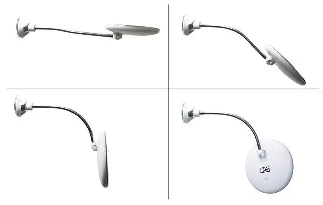 Alt view image 4 of 6 - Flexible Gooseneck LED Lighted 10X Magnifying Makeup Mirror with Power Locking Suction Cup and 360 Degree Swivel, Portable Cordless Travel and Home Bathroom Vanity Mirror