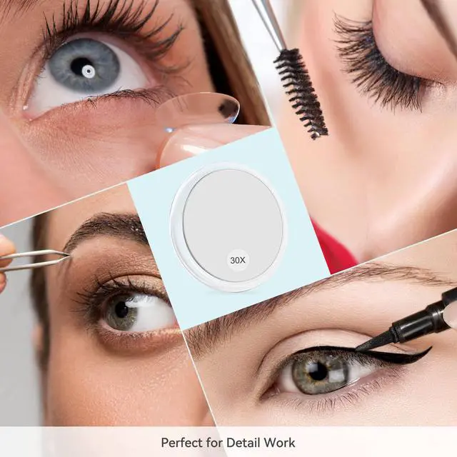 Alt view image 3 of 6 - 30X Magnifying Mirror Suction Cup for Easy Mounting, Use for Makeup Mirror, Travel Stick on Shower Mirror for Plucking Eyebrows 6 Inch
