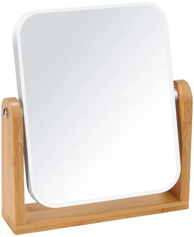 Main image of Vanity Makeup Mirror with Natural Bamboo Stand, Double Sided 360 Degree Swivel Magnifying Mirror, Tabletop Magnified Make up Mirror for Bathroom or Bedroom 8 Inch